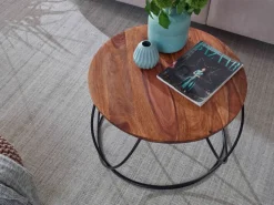 CASAVANTI Couchtisch 60 x 60 cm Sheesham massiv/schwarz