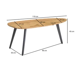 CASAVANTI Couchtisch 110 x 60 cm Anthrazit/ Akazie massiv