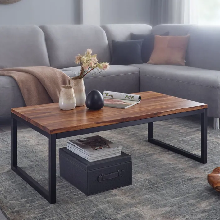 CASAVANTI Couchtisch 110 x 60 cm Schwarz/ Sheesham massiv