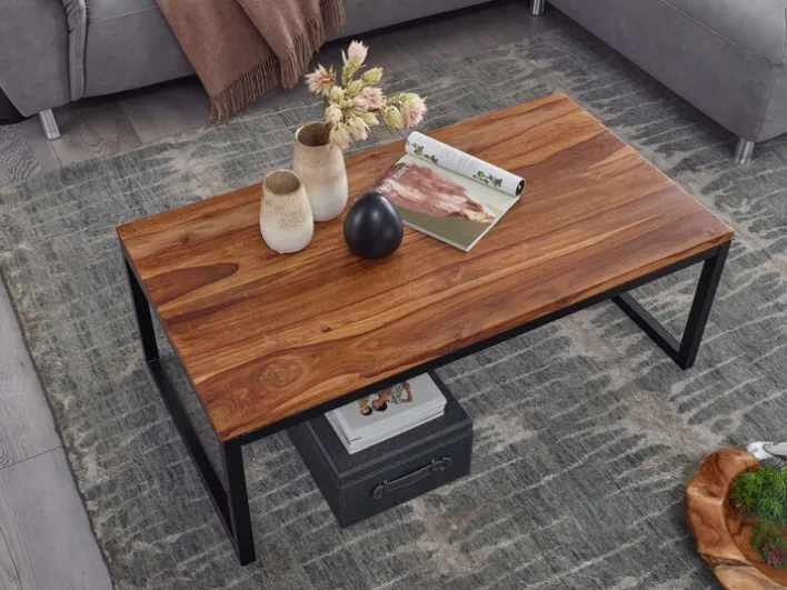 CASAVANTI Couchtisch 110 x 60 cm Schwarz/ Sheesham massiv