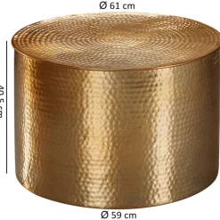 CASAVANTI Couchtisch rund 61 x 40,5 cm Metall Goldfarbig