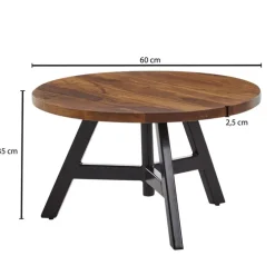 CASAVANTI Couchtisch rund 60 cm Schwarz/ Sheesham massiv