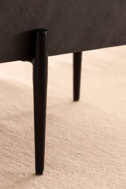 CASAVANTI Couchtisch 64x35 cm Steinoptik/Metall Anthrazit/schwarz