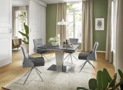 CASAVANTI Esstisch DIONE 120(180) x 80 cm Glaskeramik/Edelstahl gebürstet