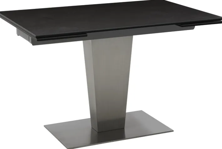 CASAVANTI Esstisch DIONE 120(180) x 80 cm Glaskeramik/Edelstahl gebürstet