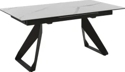 CASAVANTI Esstisch DORA 160(220) x 90 cm Keramik/Glas beige marmoriert/schwarz