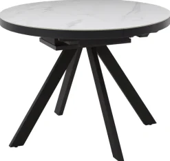 CASAVANTI Esstisch LINUS 100(130) x 100 cm Keramik weiß/anthrazit