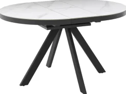 CASAVANTI Esstisch LINUS 100(130) x 100 cm Keramik weiß/anthrazit