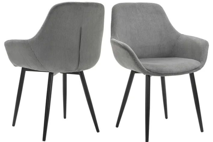 CASAVANTI Esszimmerstuhl 2er Set grau/schwarz