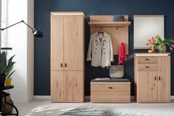 CASAVANTI Garderobenschrank MADRID 75 x 204 cm Balkeneiche Bianco massiv