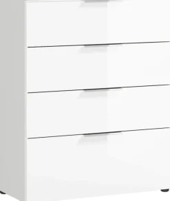 CASAVANTI Kommode OAKLAND 83 x 102 cm Glas Weiß/Weiß