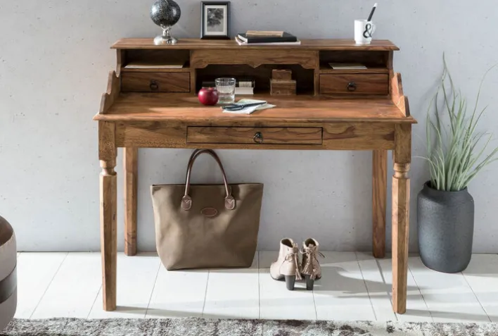 CASAVANTI Schreibtisch 115 x 60 cm Sheesham braun