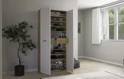 CASAVANTI Schuhschrank LEON II 90 x 195 cm weiß/braun