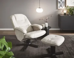 CASAVANTI Sessel mit Hocker 2-teilig hellgrau