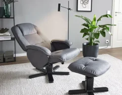 CASAVANTI Sessel mit Hocker 2-teilig grau