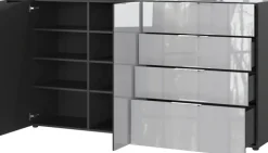 CASAVANTI Sideboard OAKLAND 184 x 102 cm Glas Graphit/Silbergrau