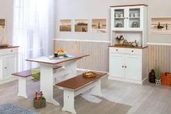 CASAVANTI Sitzbank JACOB 32.2 Weiß Massivholz / braun