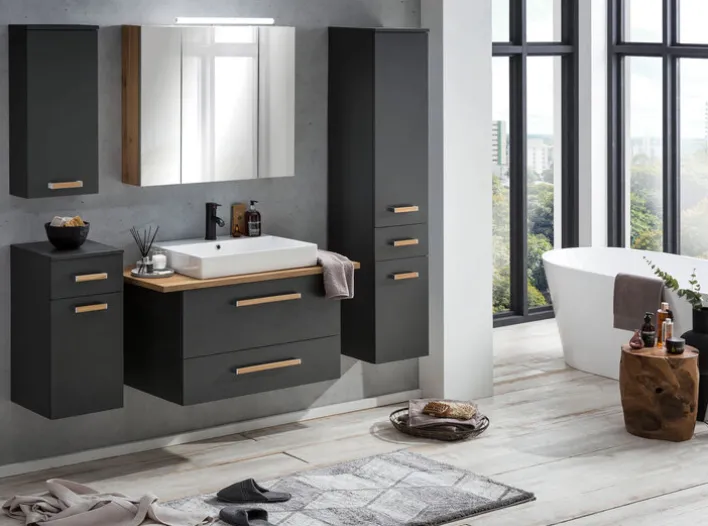 CASAVANTI Spiegelschrank 80 x 71-75 x 16 cm Glas grau