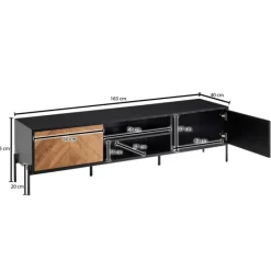 CASAVANTI TV-Lowboard 163 x 45 cm Schwarz/ Eiche