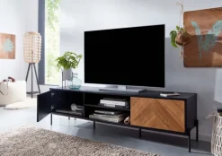 CASAVANTI TV-Lowboard 163 x 45 cm Schwarz/ Eiche