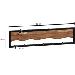 CASAVANTI Wandgarderobe Akazie Massivholz/Metall 80x20x8 cm schwarz/braun