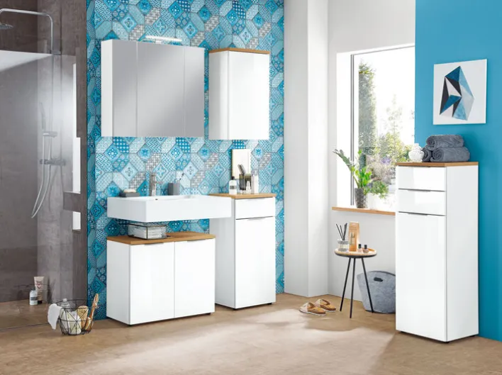 CASAVANTI Waschbeckenunterschrank CARA weiß/braun