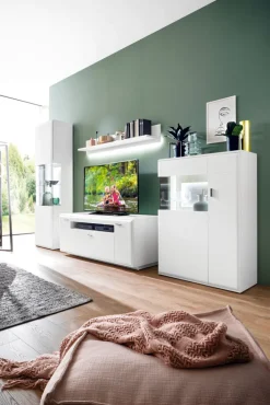 CASAVANTI Wohnwand I AMORA 4-teilig weiß /anthrazit 3D