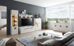 CASAVANTI Wohnwand TOPEKA 4-teilig weiß/ braun