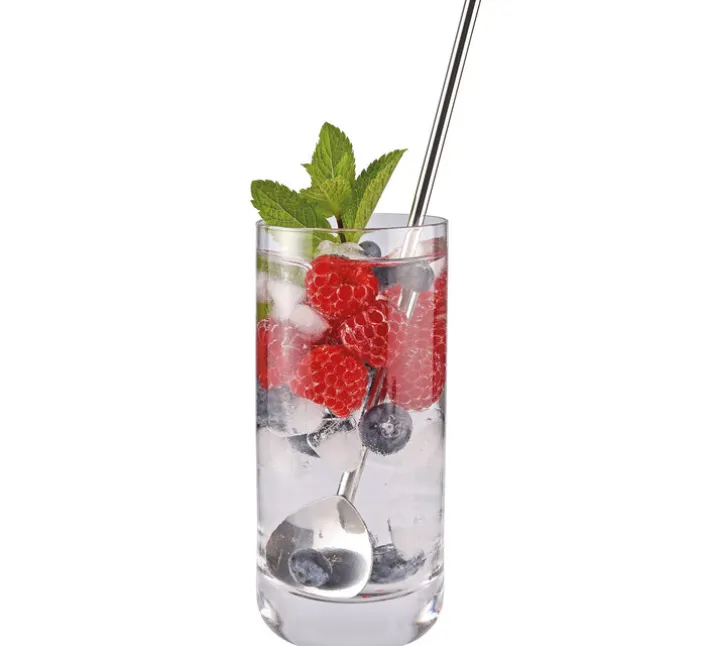 cilio Cocktaillöffel mit Trinkhalm 20 cm Edelstahl poliert