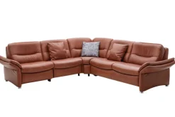 com4lux Ecksofa BRESCIA Leder Cloudy cognacbraun