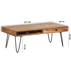 Couchtisch 120 x 60 cm Akazie