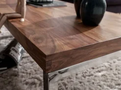 Couchtisch 120 x 60 cm braun/ silberfarbig