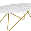 Couchtisch 120 x 60 cm Goldfarbig/ Marmor Optik Weiß