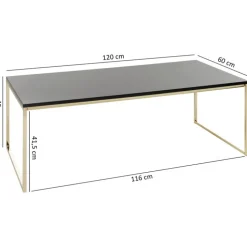 Couchtisch 120 x 60 cm Goldfarbig/ Schwarz