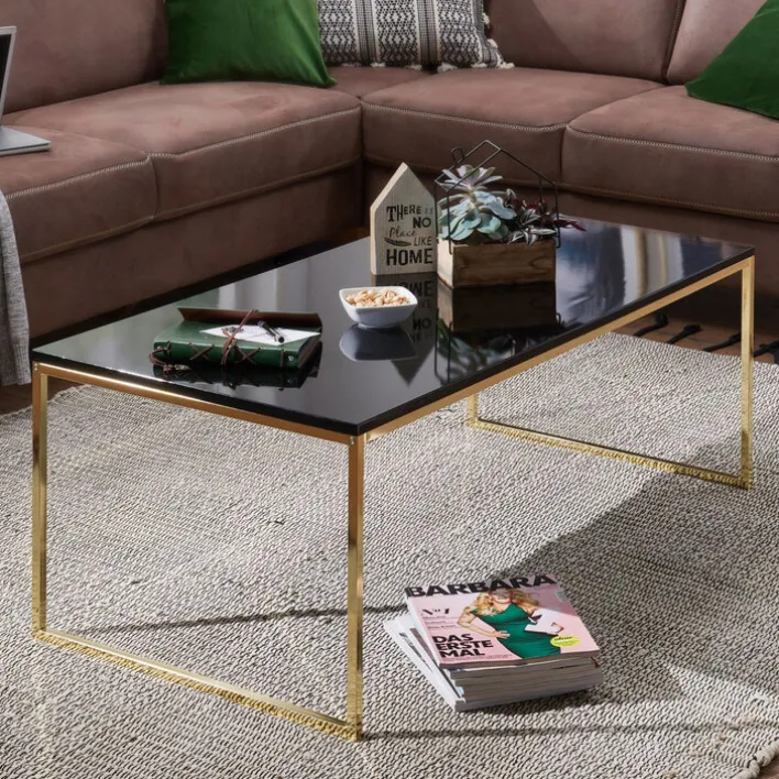 Couchtisch 120 x 60 cm Goldfarbig/ Schwarz