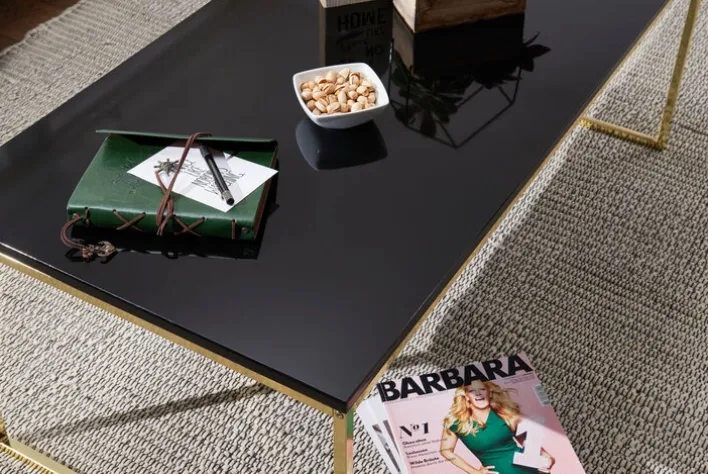 Couchtisch 120 x 60 cm Goldfarbig/ Schwarz