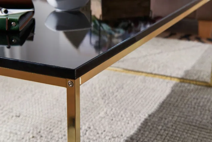 Couchtisch 120 x 60 cm Goldfarbig/ Schwarz