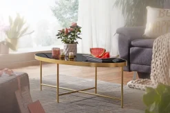 Couchtisch 110 x 56 cm Goldfarbig/ Schwarz