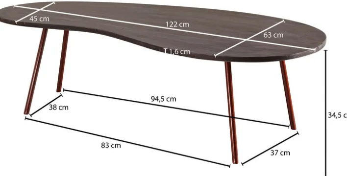 Couchtisch 122 x 63 cm grau