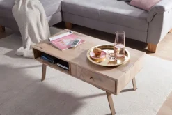 Couchtisch 95 x 50 cm Mango/ goldfarbig