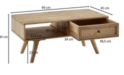 Couchtisch 90 x 45 cm Mango massiv