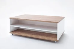 Couchtisch 115 x 70 cm NB weiß /Hochglanz weiß mit Sterling Oak