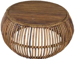 Couchtisch 80 x 40 cm Rattan/recyceltes Teak natur