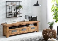 Couchtisch 80 x 40 cm Rattan/recyceltes Teak natur