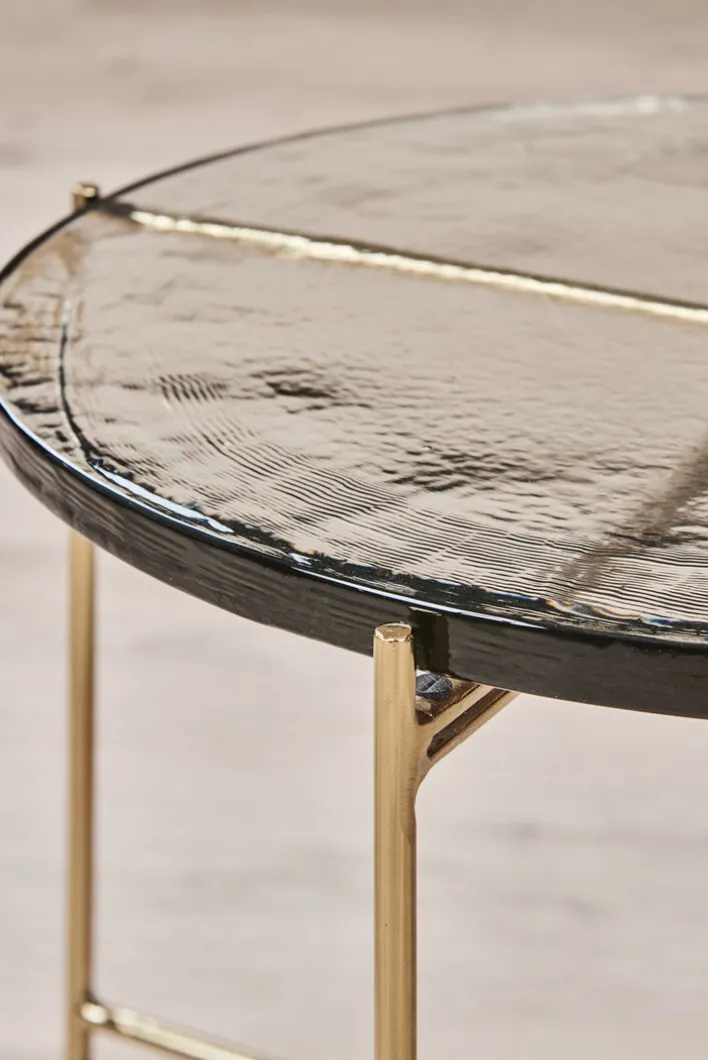 Couchtisch 50 x 45 cm rund Casted Glass Clear