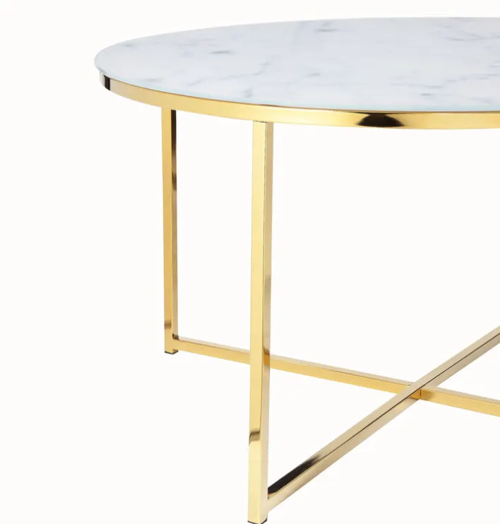 Couchtisch 80 x 80 cm rund gold/weiß