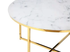 Couchtisch 80 x 80 cm rund gold/weiß