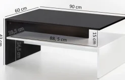 Couchtisch 90 x 60 cm schwarz/ weiß
