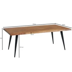 Couchtisch 110 x 60 cm Schwarz/ Sheesham massiv