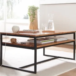 Couchtisch 100 x 60 cm Schwarz/ Akazie massiv